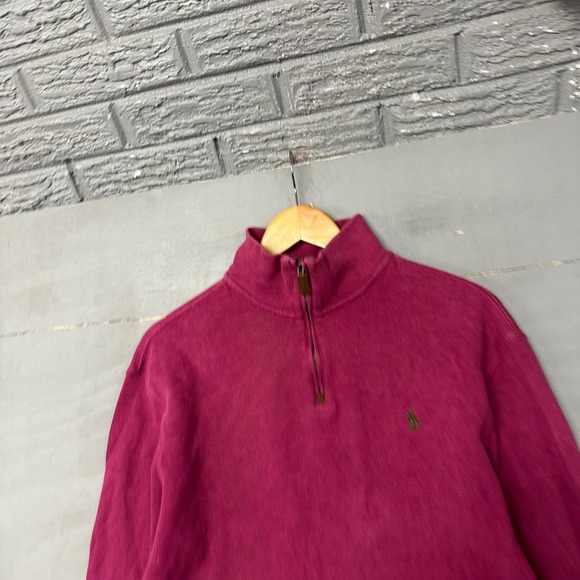 Polo Ralph Lauren Other - Polo Ralph Lauren Mens Magenta Pink Quarter Zip Ribbed Cotton Pullover Sweater L